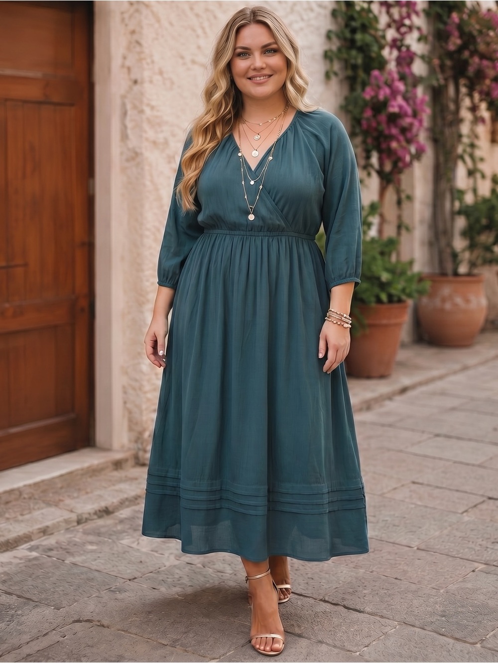 LANE BRYANT Surplice Midi Dress